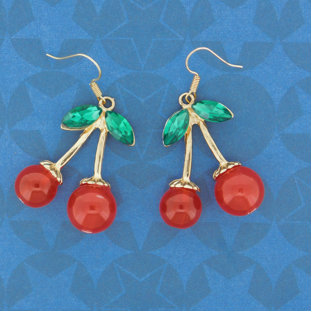 Red Cherry Dangle Earrings - Rockability Trend